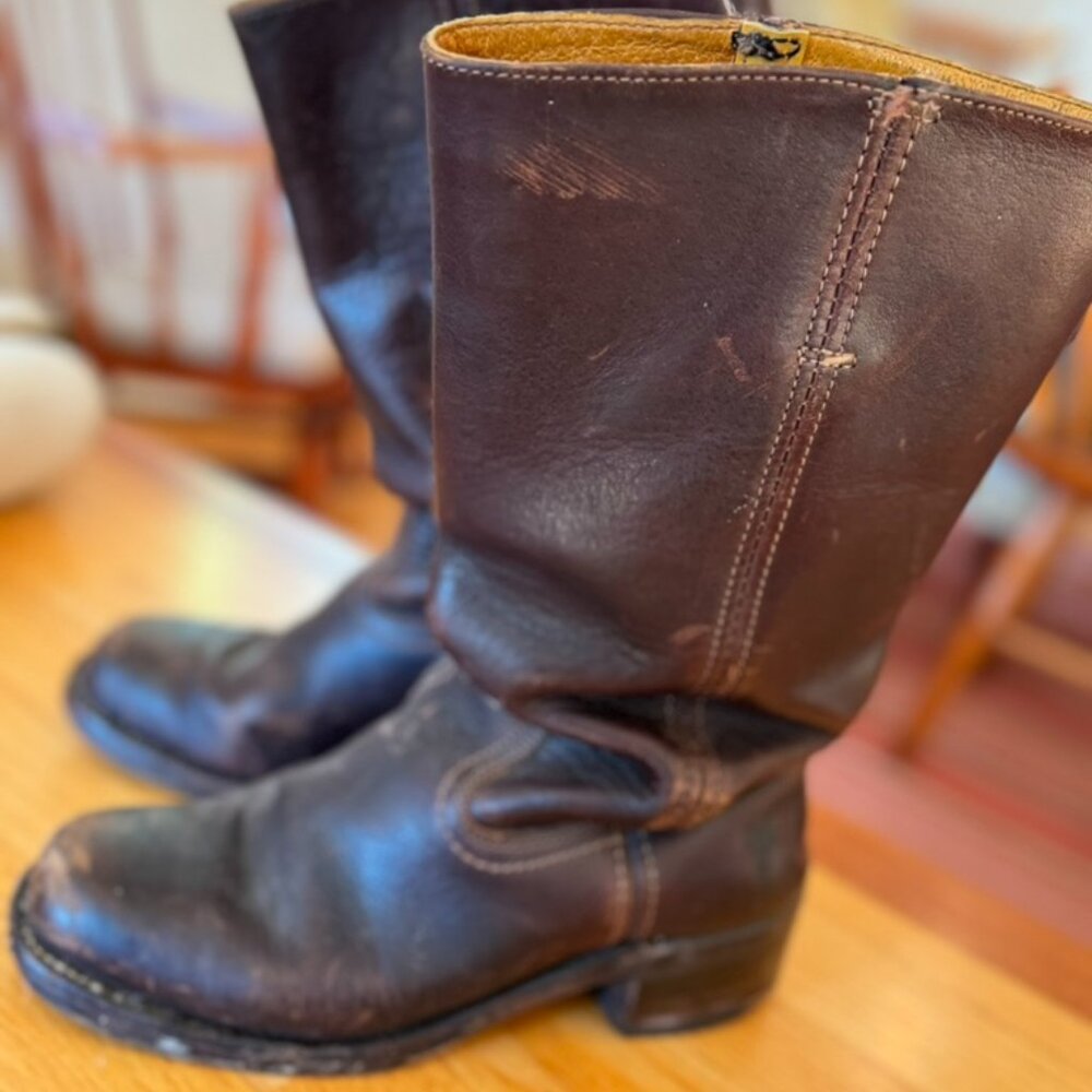 FRYE 77050 CAMPUS BROWN Leather Motorcycle Boots Women's Size 8 || Riding Biking